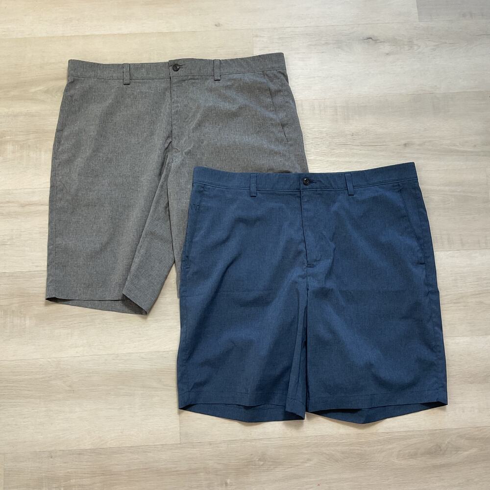 PGA Tour Mens Performance Golf Shorts Lot of 2 Grey and Blue Size 38